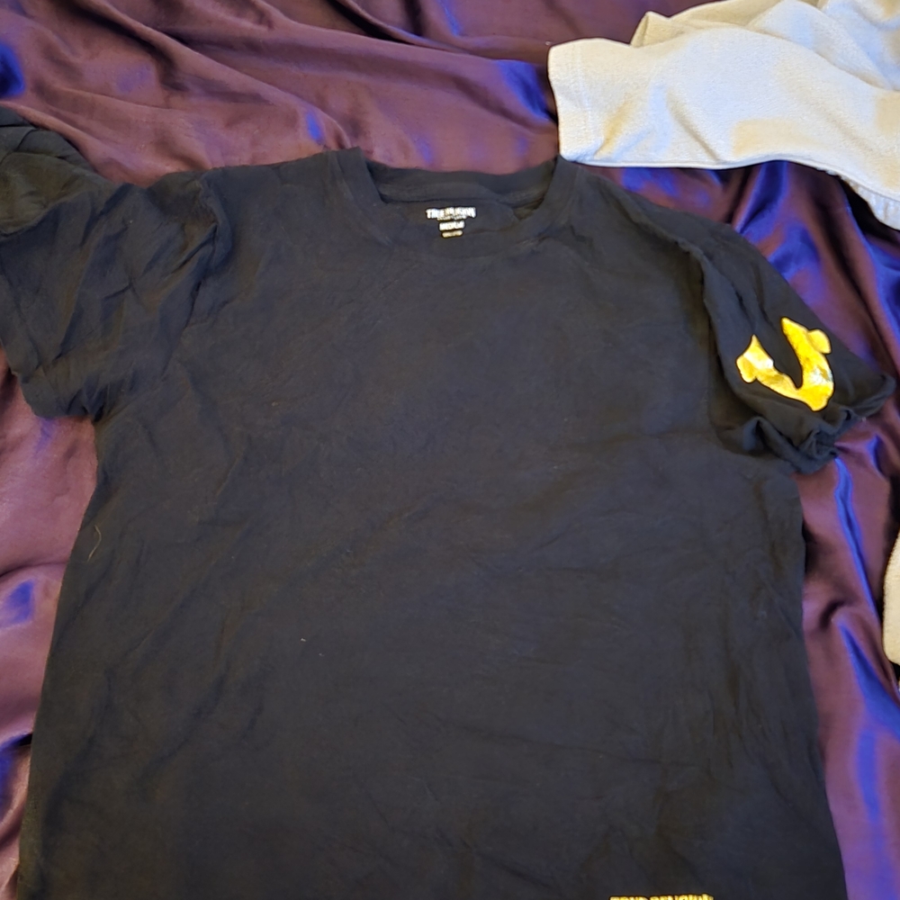 True Religion Black Tee with Golden Foil